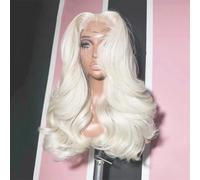 Parrucca anteriore in pizzo sintetico da donna parrucca lunga onda naturale Cosplay parrucca naturale attaccatura dei capelli parrucche per uso quotidiano biondo platino 60 66 cm-pizzo anteriore