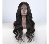 Parrucca anteriore in pizzo sintetico nobile con capelli ondulati per le donne, parrucca in pizzo con riflessi castani ombre da 28 pollici, parrucca in pizzo-F5-6A-130%-parrucca con parte in pizzo-2