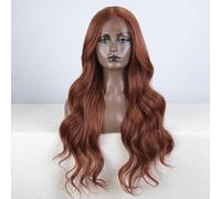 Parrucca anteriore in pizzo sintetico nobile con capelli ondulati per le donne, parrucca in pizzo con riflessi castani ombre da 28 pollici, parrucca in pizzo-130T-130%-parrucca con parte in pizzo-24