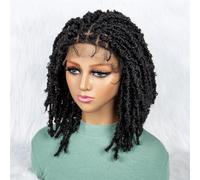Parrucca Anteriore In Pizzo Sintetico Parrucche Intrecciate Parrucca Dreadlock Parrucche Corte Da 14 Pollici Per Donne Nere