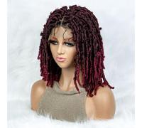 Parrucca Anteriore In Pizzo Sintetico Parrucche Intrecciate Parrucca Dreadlock Parrucche Corte Senza Nodi Da 16 Pollici Per Donne Nere Synthetic Wig