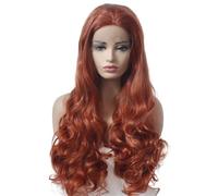 Parrucca anteriore in pizzo sintetico rosso rame, parrucche senza colla alla moda ondulate for il corpo for le donne Extension per Capelli(26inch)