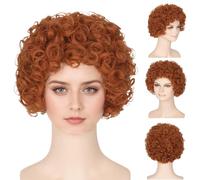 Parrucca arancione, parrucca riccia rossa corta per donne padrone di casa, resistente al calore sintetico wig -spezie parrucca per cosplay Halloween Party Fun Wig di Red Red parrucca