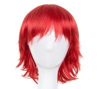 Parrucca arancione sintetica resistente al calore in fibra corta ondulata per costume da cartone animato, cosplay, parrucchino da donna per feste in salone, rosso, 10 pollici