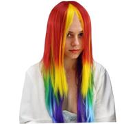 Parrucca arcobaleno Berretto per capelli Parrucca cosplay lunga e diritta Rainbow Dash Capelli con coda di cavallo 27, 5 Anime Cosplay Dash sintetico con frangia Perruques PerüCke Bunt
