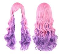 Parrucca arcobaleno Ombre per capelli sintetici con frangia - Parrucca rossa gialla viola verde blu(04)