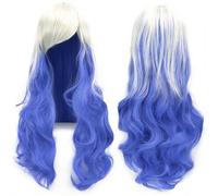 Parrucca arcobaleno Ombre per capelli sintetici con frangia - Parrucca rossa gialla viola verde blu(08)