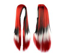 Parrucca arcobaleno Ombre per capelli sintetici con frangia - Parrucca rossa gialla viola verde blu(11)