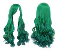 Parrucca arcobaleno Ombre per capelli sintetici con frangia - Parrucca rossa gialla viola verde blu(17)