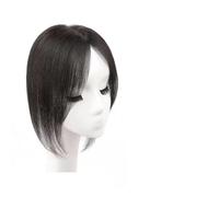 Parrucca Bangs Wig Piece Full Real Human Hair Patch Fluffy Aumenta il volume dei capelli Fluffy Cover Capelli grigi Parrucche quotidiane(07-(10-12)30CM-black)
