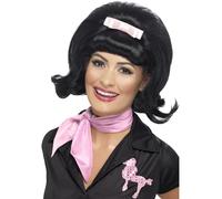 Parrucca Beehive Nera Anni '50 Per Signore Con Fascia Per Capelli