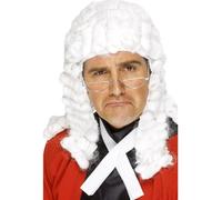 Parrucca Bianca Da Avvocato Del Tribunale Superiore Accessorio Per Costume Nuovo