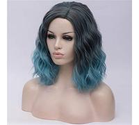Parrucca bianca del gradiente sintetico corto della donna a due toni dei capelli ondulati for le donne bianche Cosplay parte mezza(5)