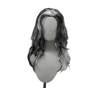 Parrucca Bianca E Nera Da Uomo Per Cosplay, Parrucca Sintetica Lunga Nera Riccia Per La Festa Quotidiana In Costume Per Adulti