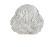 Parrucca bianca sintetica 1pc for le donne Capelli corti Cosplay con frangia laterale Parrucche ricci Costume Party Fashion Anime Movie