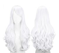Parrucca Bianco da 80cm/32",per donne e ragazze Halloween Cosplay,Lunga Capelli Ricci Della Signora,fibra resistente alle alte temperature,Accessorio di pregio dotato di retina