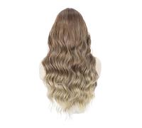 Parrucca bionda 1pc con frangia Ombre ricce ondulate lunghe radice scura Parrucche sintetiche resistenti al calore for le donne Uso quotidiano del partito 26 pollici