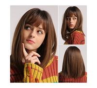 Parrucca Bionda Capelli Corti Sintetici Parrucche Capelli Castani Parrucca Medio Lunga Diritta Con Frangia Parrucche Naturali Cosplay Per Donne Parrucche In Fibra Resistente Al Calore Con Densità Del