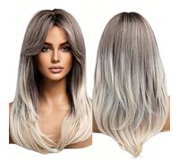 Parrucca Bionda Con Frangia Laterale - Capelli Medio-lunghi Arricciati Sintetici Resistenti Al Calore, Stile Europeo Da Indossare Ogni Giorno(F)