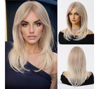 Parrucca Bionda Con Frangia Laterale - Capelli Sintetici A Cuffia Intera Rete Rosa Sintetica Resistente Al Calore, Stile Europeo, Da Indossare Tutti I Giorni(D)