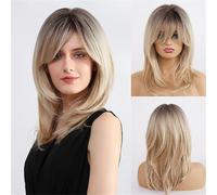 Parrucca Bionda Con Frangia Laterale - Capelli Sintetici A Cuffia Intera Rete Rosa Sintetica Resistente Al Calore, Stile Europeo, Da Indossare Tutti I Giorni(A)
