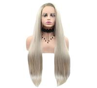Parrucca bionda con pizzo frontale, parrucche lisce lunghe naturali per donne, uso quotidiano, parrucca con fascia, parrucche sintetiche resistenti al calore, 65 cm/26 po