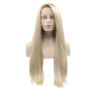 Parrucca bionda con pizzo frontale per ragazze, uso quotidiano, parrucche colorate, parrucca con fascia, parrucche sintetiche lisce e naturali per donne bianche, con reti