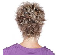 Parrucca bionda corta da donna, capelli sintetici soffici a strati con misura regolabile, color oro cenere