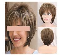 Parrucca Bionda Corta Da Donna Parrucca Corta Marrone Parrucca Di Capelli Naturali Parrucca Per Capelli Da Donna Parrucca Grigia Da Donna (1 8 Pollici)