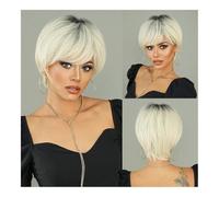 Parrucca bionda corta e diritta for un abbigliamento quotidiano alla moda e trasformazioni cosplay abbaglianti