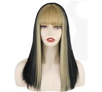 Parrucca Bionda Da Donna Con Frangia, Copricapo In Fibra Chimica Con Capelli Lunghi E Lisci