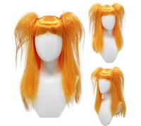 Parrucca Bionda Da Donna, Parrucche Lunghe Ondulate A Doppia Coda Di Cavallo Con Frangia Per Il Costume Cosplay Di Halloween