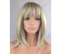 Parrucca Bionda Donne Corto Moda Capelli Dritto Ricci Scalati Frangia Bob UK