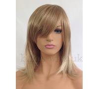 Parrucca Bionda Donne Corto Moda Capelli Dritto Ricci Scalati Frangia Bob UK