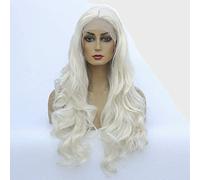 Parrucca bionda frontale in pizzo da donna Long Wavy naturale parrucca sintetica sintetica pre -pizzicò parrucca di moda for capelli naturale (Colore : Platinum)
