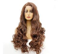 Parrucca bionda frontale in pizzo da donna Long Wavy naturale parrucca sintetica sintetica pre -pizzicò parrucca di moda for capelli naturale (Colore : Brown)