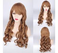 Parrucca bionda lolita carina cosplay anime economici OL elegante parrucca ondulata lolita marrone beige per donne bianche capelli di Halloween + cappuccio parrucche taglia unica PL-231-1