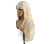 Parrucca bionda lunga e diritta con frangia for donna, parrucche sintetiche bionde naturali for l'uso quotidiano nelle feste Soffice e Naturale(26 inch)