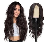 Parrucca bionda lunga e riccia - Capelli sintetici riscaldati per donna, effetto onda per tutti i giorni/cosplay(3540-103-dark brown)