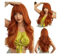 Parrucca bionda lunga e riccia - Capelli sintetici riscaldati per donna, effetto onda per tutti i giorni/cosplay(322-131-orange)