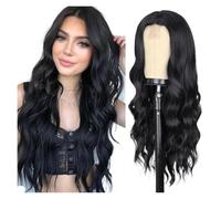 Parrucca bionda lunga e riccia - Capelli sintetici riscaldati per donna, effetto onda per tutti i giorni/cosplay(3165-103-black)