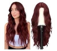Parrucca bionda lunga e riccia - Capelli sintetici riscaldati per donna, effetto onda per tutti i giorni/cosplay(321-103-wine red)