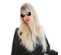 Parrucca bionda lunga Parrucca ondulata bionda Sintetica con radice scura per uso quotidiano da donna 26 pollici...