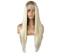 Parrucca Bionda Ombre Lunga Frontale In Pizzo 13x4 Con Parte Centrale For Donna, Parrucche Sintetiche Morbide E Spesse Dall'aspetto Naturale For L'uso Quotidiano(18 inch)