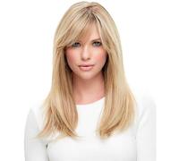 Parrucca bionda, parrucca bionda, diritto naturale da donna, highlight moda lunga 25, 6 pollici con frangia, parrucche morbide in seta ad alta temperatura per donne e ragazze