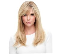 Parrucca bionda, parrucca diritta naturale da donna, highlight moda bionda lunga 25, 6 pollici con frangia, parrucche morbide in seta ad alta temperatura per donne e ragazze...