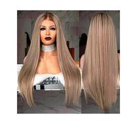 Parrucca bionda per donne alla moda, lunga e liscia per donne nere, densità 150%, linea di capelli naturali, parrucche in fibra resistente al calore, regolabili