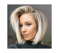 Parrucca bionda sfumata, capelli sintetici, senza colla, dritta, corta, per donne, riga centrale, parrucche naturali per cosplay, uso quotidiano, regolabile