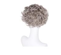 Parrucca bionda sintetica 1pc for la vecchia signora Parrucche mamma ricce corte da 10 pollici for le donne Dall'aspetto naturale Festa quotidiana Cosplay Resistente al calore(Grey)