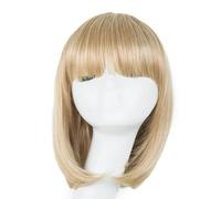 Parrucca bionda sintetica resistente al calore in fibra frangia corta ondulata capelli alta temperatura donne carnevale parrucca-bionda-14 pollici